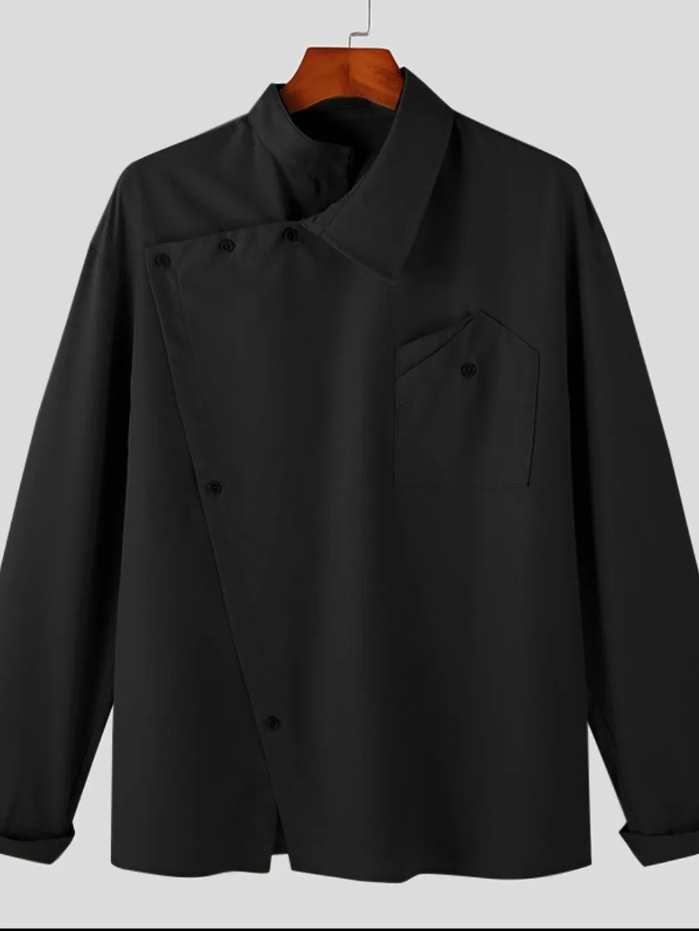 Men's Asymmetrical Long Sleeve Shirt - cas7m
