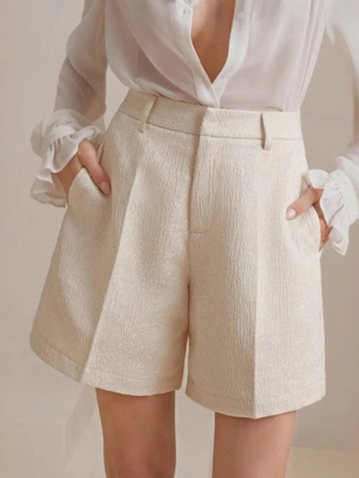 High-Waist Textured Shorts - cas7m
