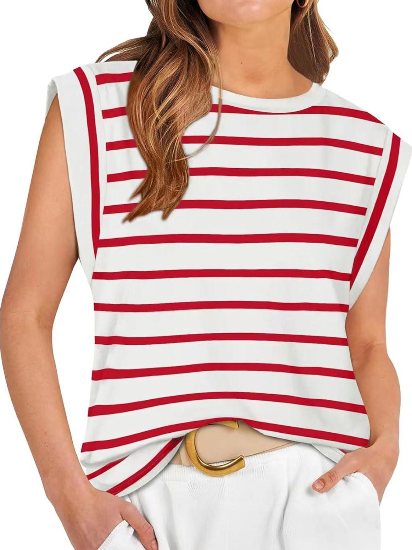 Striped Round Neck Tank - cas7m