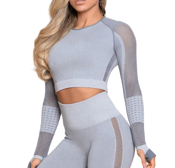 Yoga Outfit Set with Seamless Butt-Lifting Leggings - cas7m