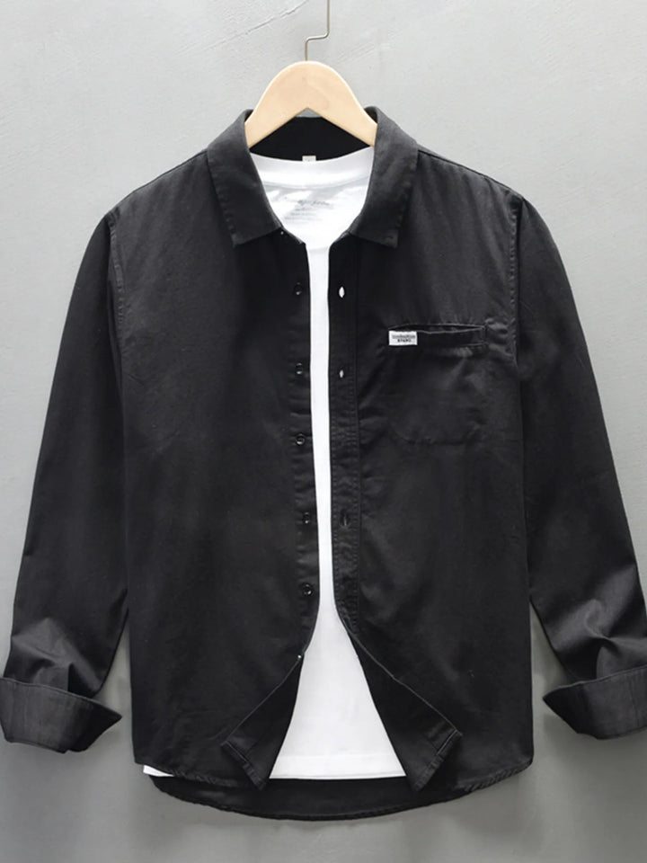 Men's Plus Size Button-Up Long Sleeve Shirt - cas7m