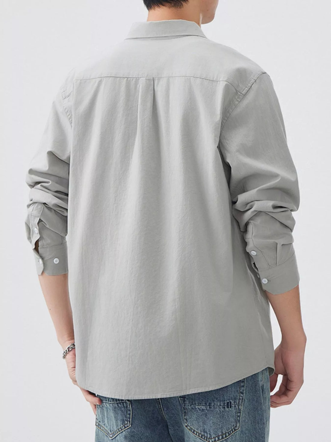 Men's Plus Size Long Sleeve Button-Up Shirt - cas7m