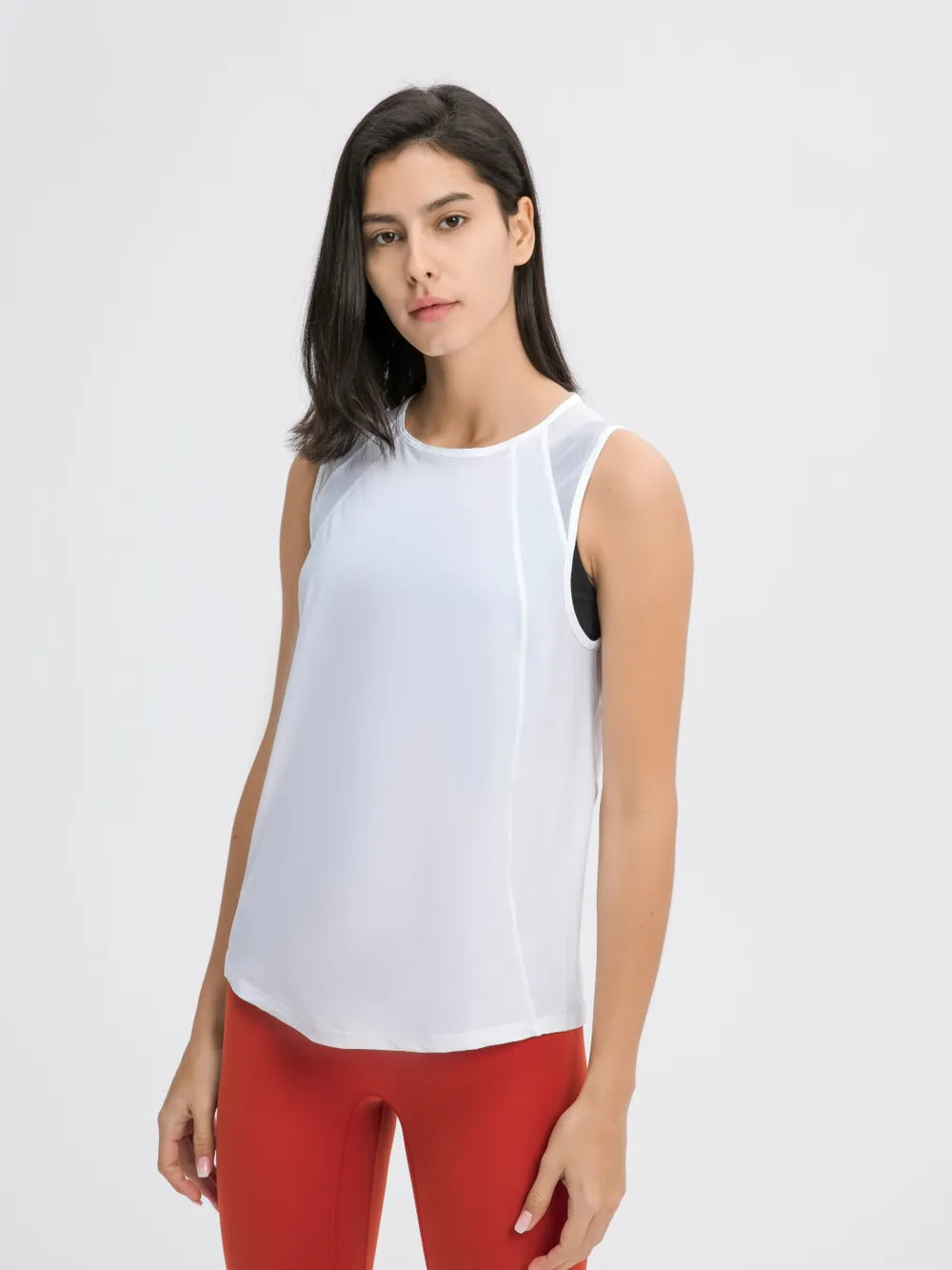 Millennia Cutout Back Round Neck Active Tank - cas7m