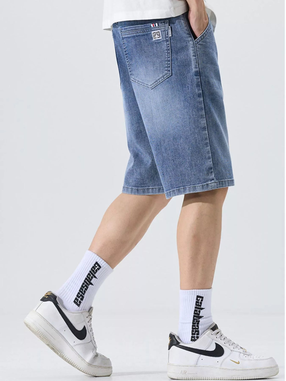 Men's Washed Loose Fit Denim Shorts - cas7m