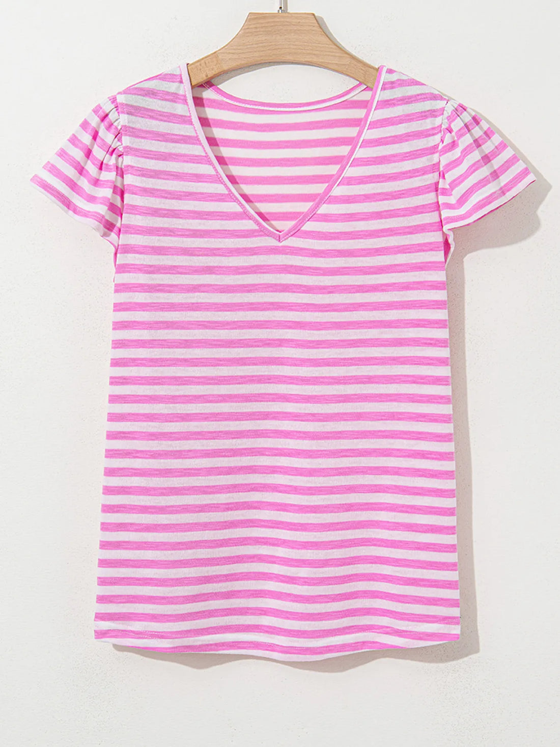 Striped V-Neck T-Shirt - cas7m