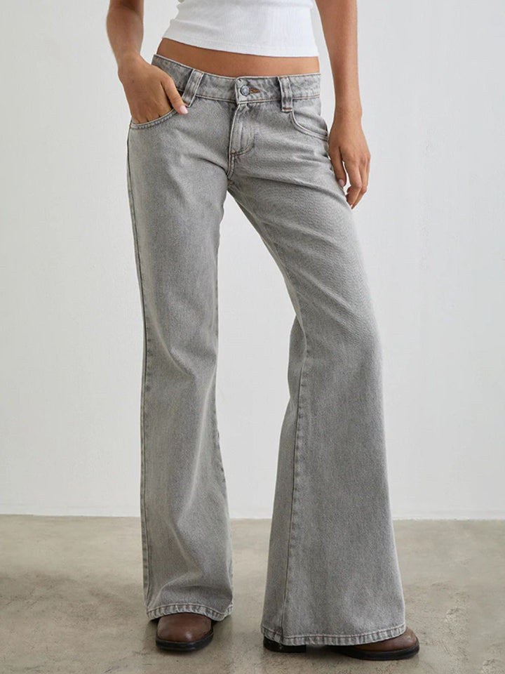 Low Rise Flare Leg Jeans - cas7m