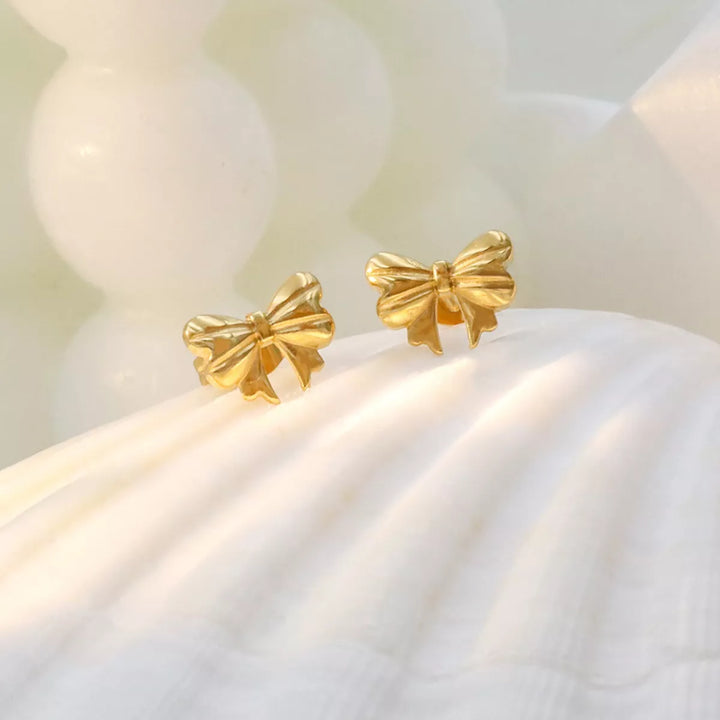 18K Gold-Plated Bow Earrings - cas7m