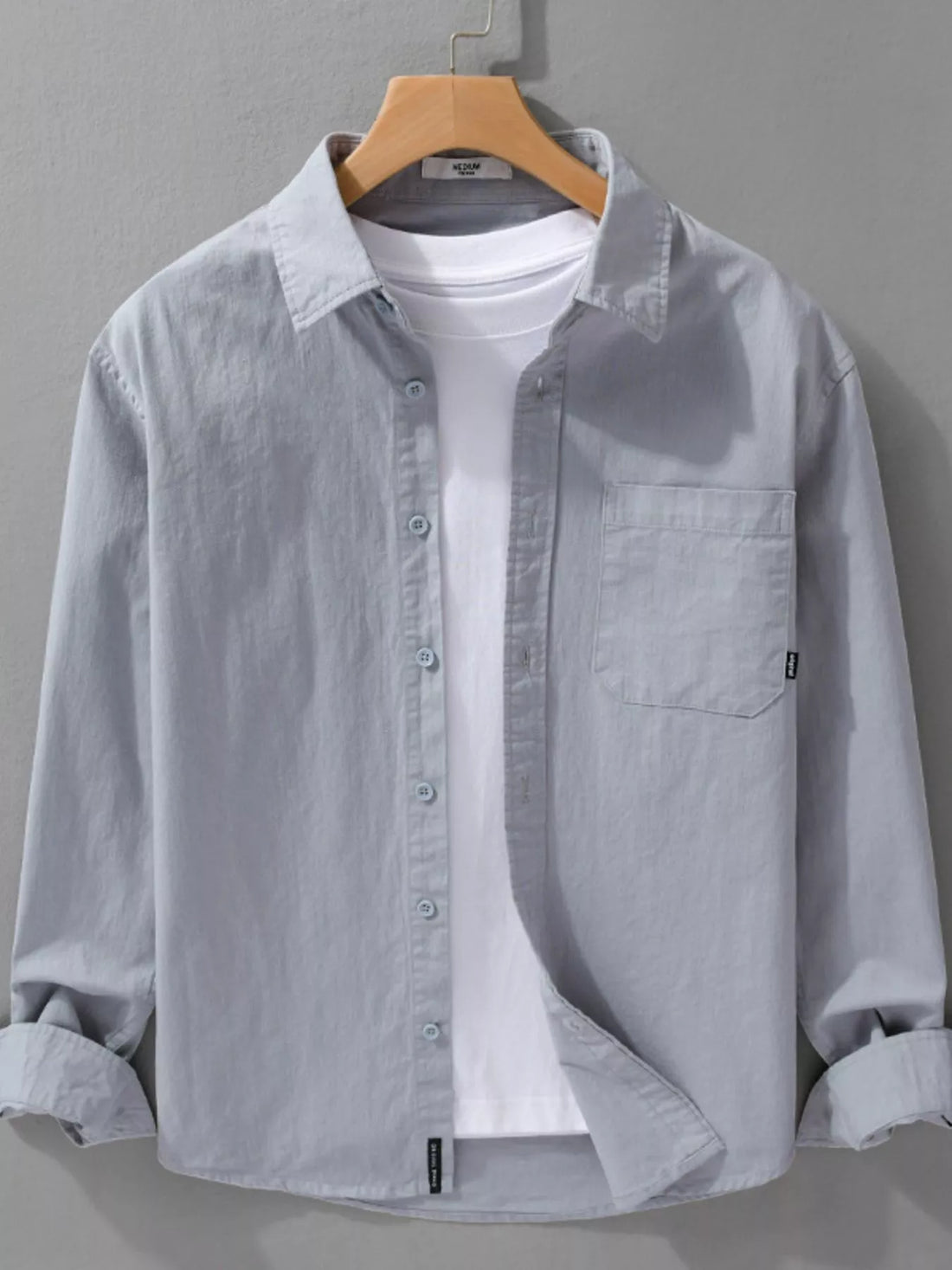 Men's Plus Size Button Up Long Sleeve Shirt - cas7m