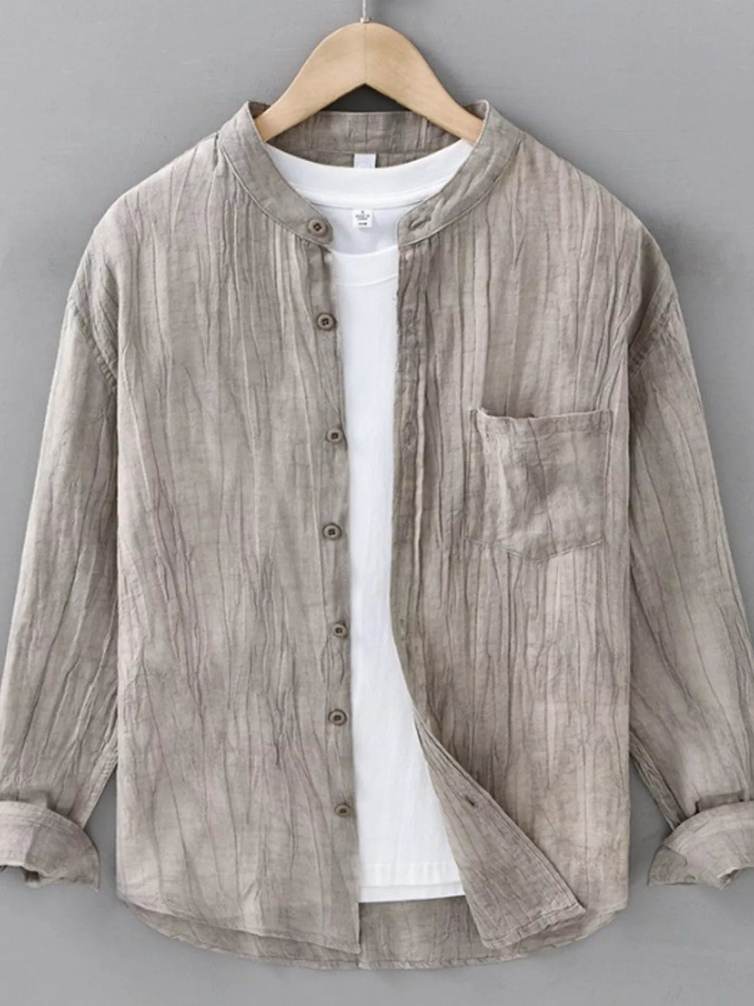 Men's Plus Size Button Up Long Sleeve Shirt - cas7m