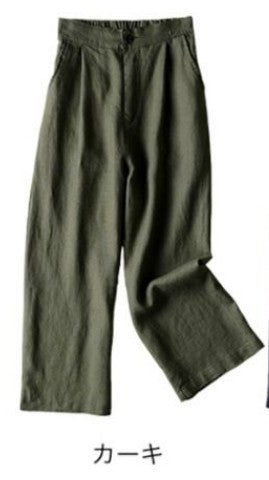 Cotton Linen Women's Wide Leg Thin Casual Pants - cas7m