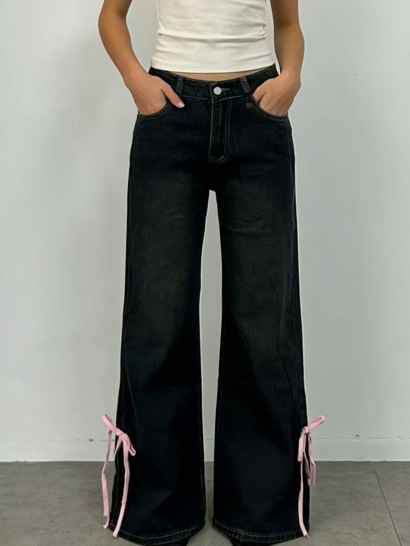 Ribbon Detail Flare Jeans - cas7m