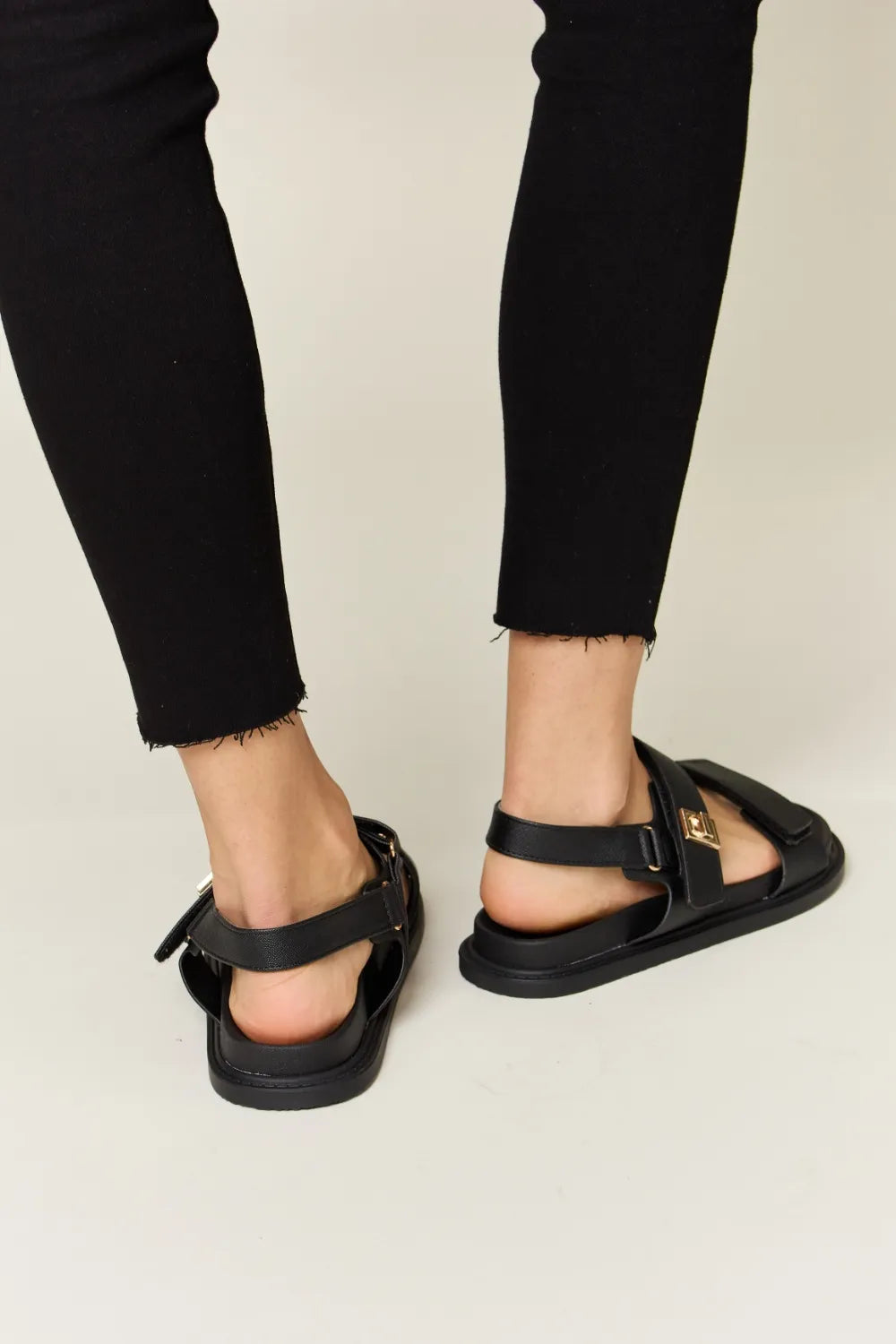 WILD DIVA Velcro Double Strap Slingback Sandals - cas7m