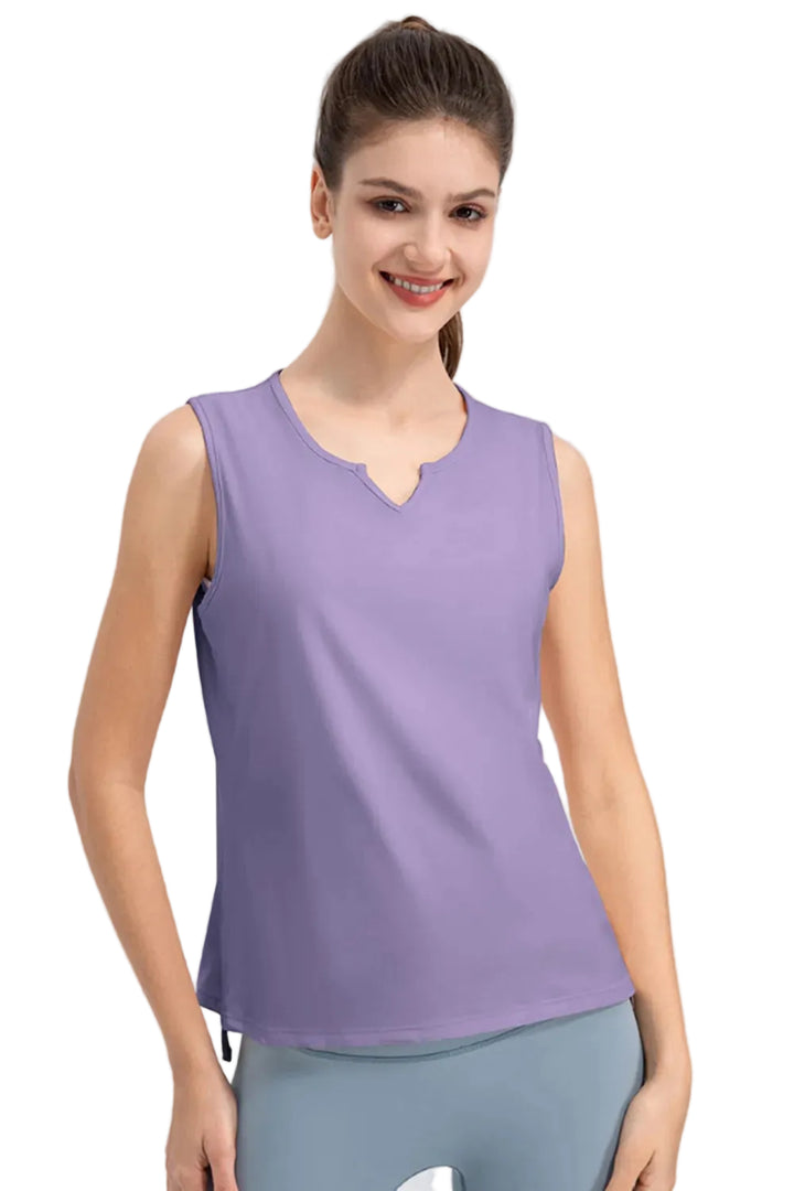 Notched Wide Strap Active Tank - cas7m
