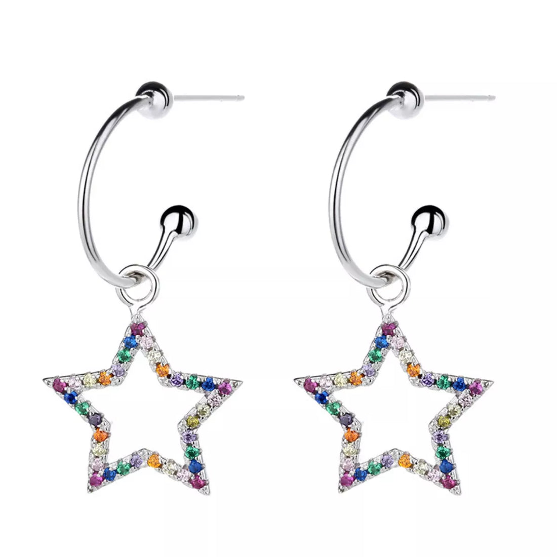 Star C-Hoop Dangle Earrings - cas7m