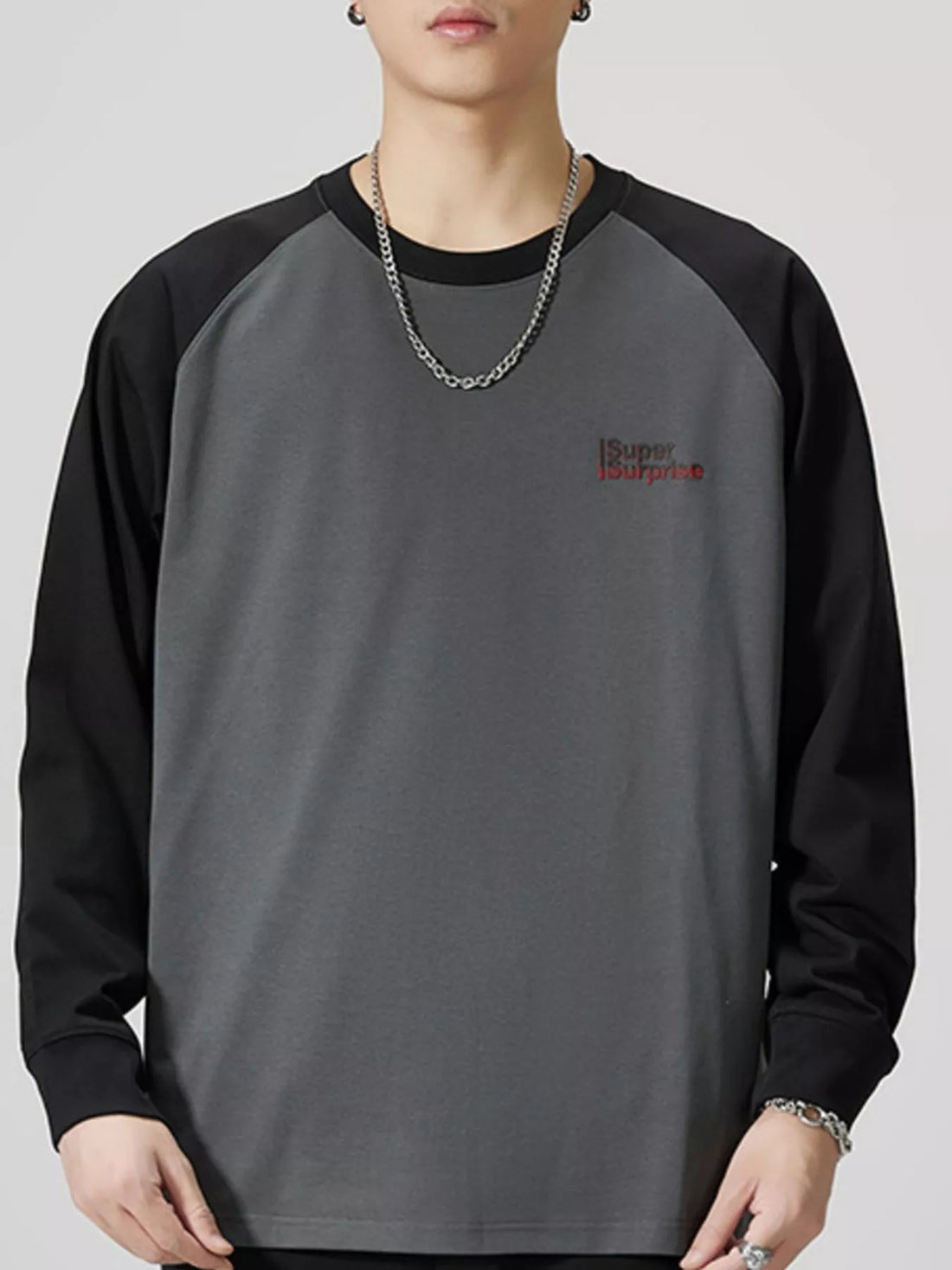 Men's Plus Size Round Neck Raglan Sleeve T-Shirt - cas7m