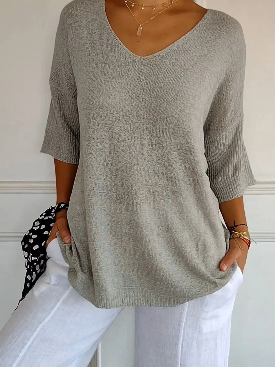 Full Size Relaxed Fit Ribbed Hem Sweater Plus Size - cas7m
