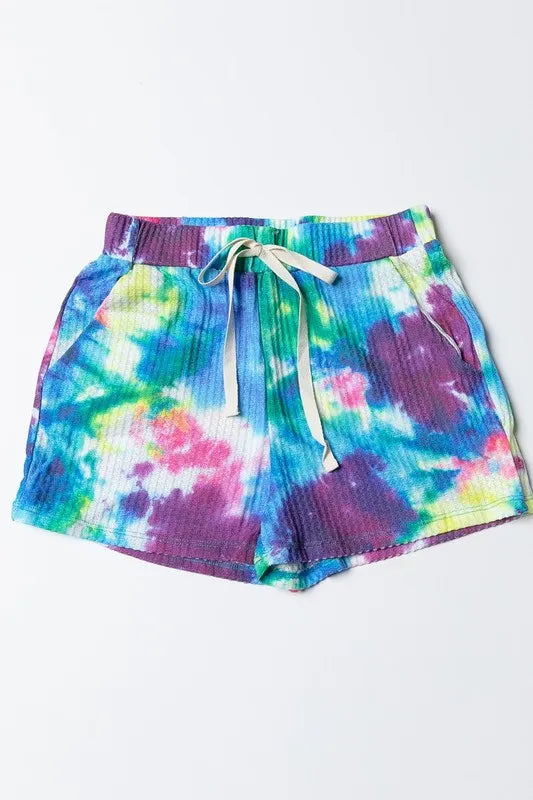 BiBi Tie Dye French Terry Casual Shorts - cas7m