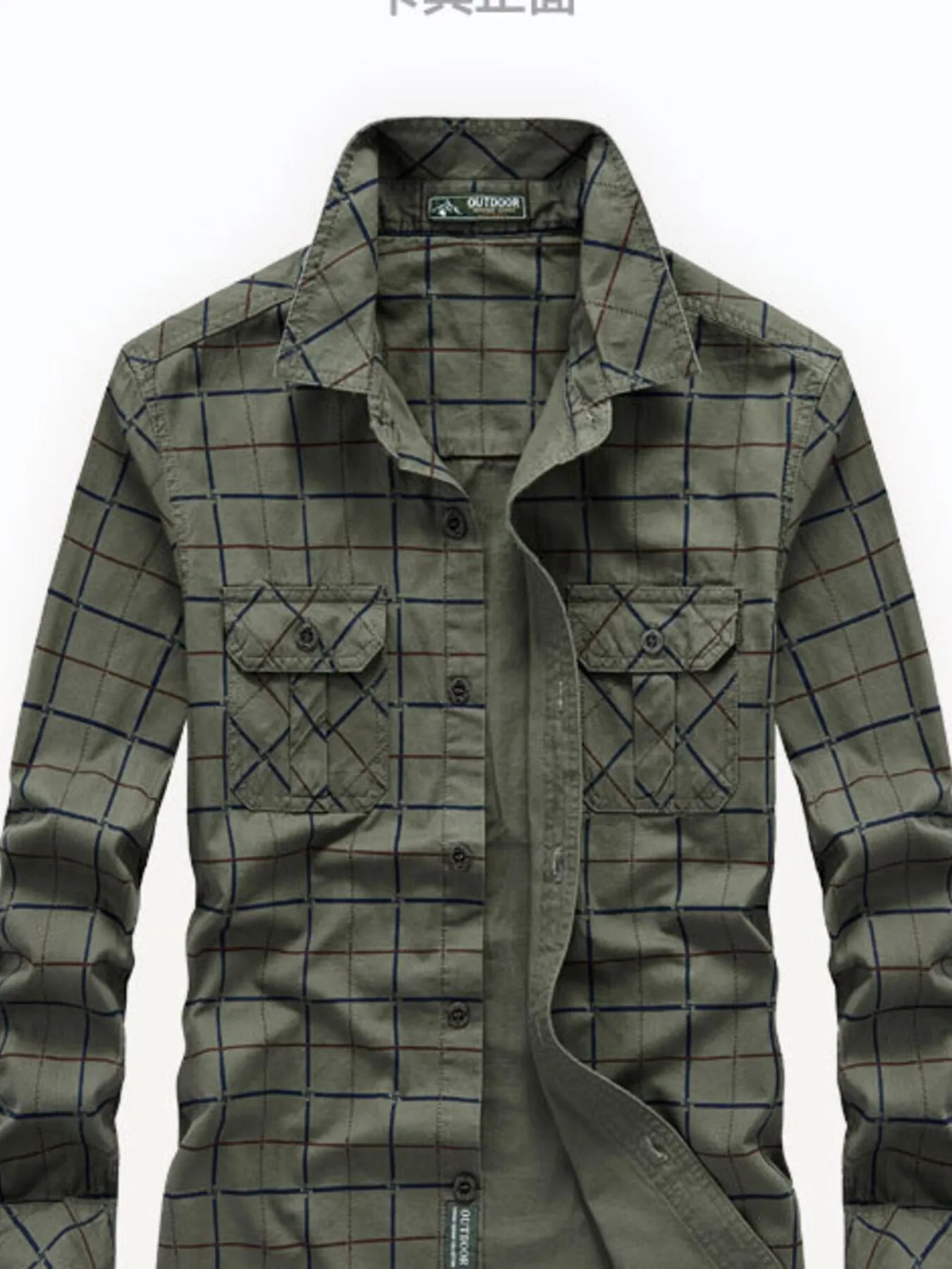 Men's Plus Size Casual Plaid Long Sleeve Shirt - cas7m