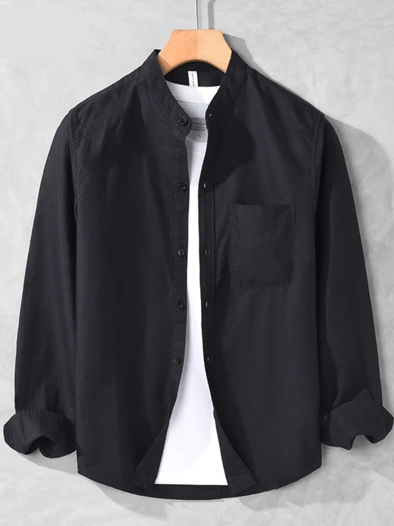 Men's Plus Size Button Up Long Sleeve Shirt - cas7m