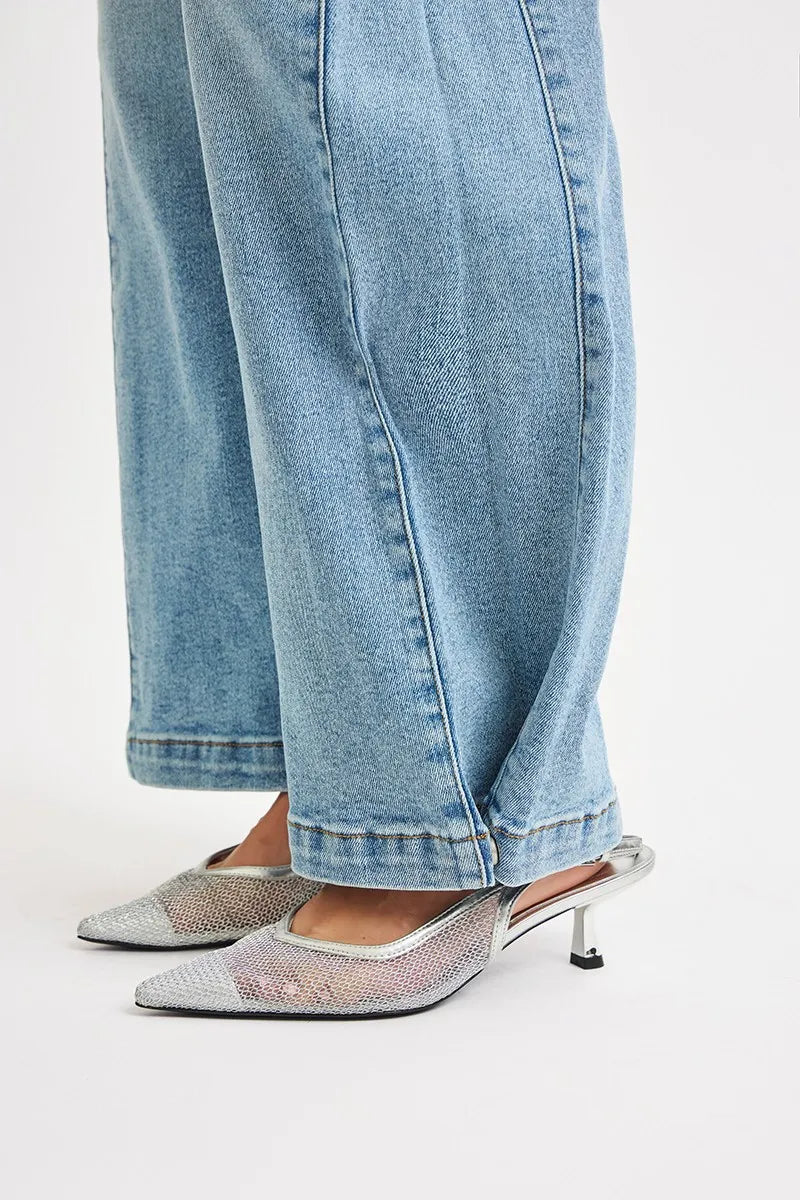 RISEN Mid Rise Wide Barrel Transferable Leg Snap Jeans - cas7m