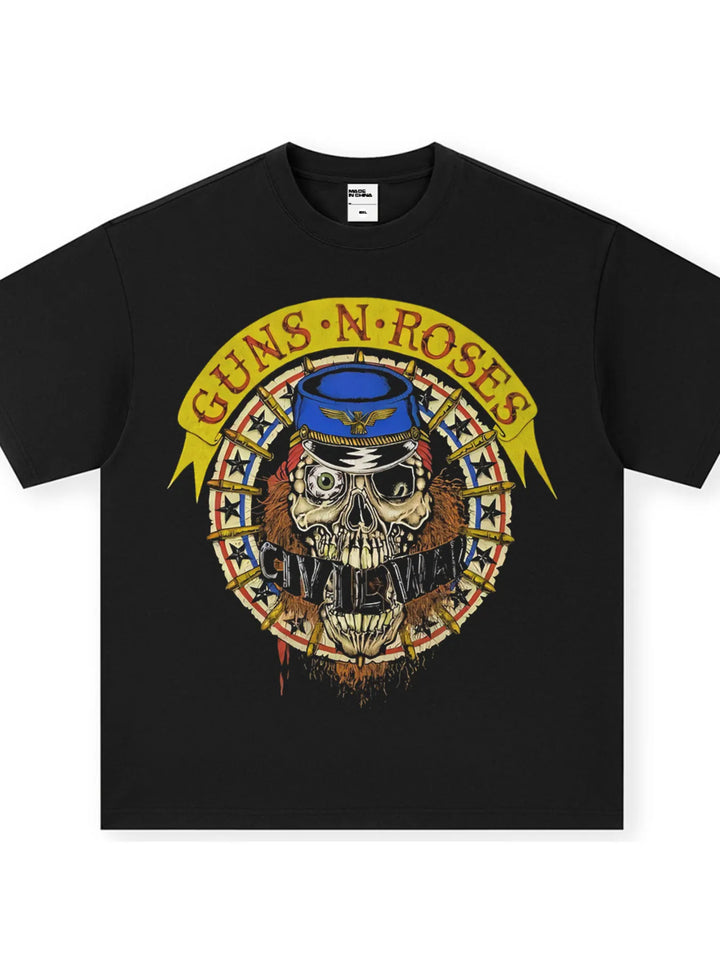 Men's Graphic Round Neck Oversized T-Shirt - cas7m