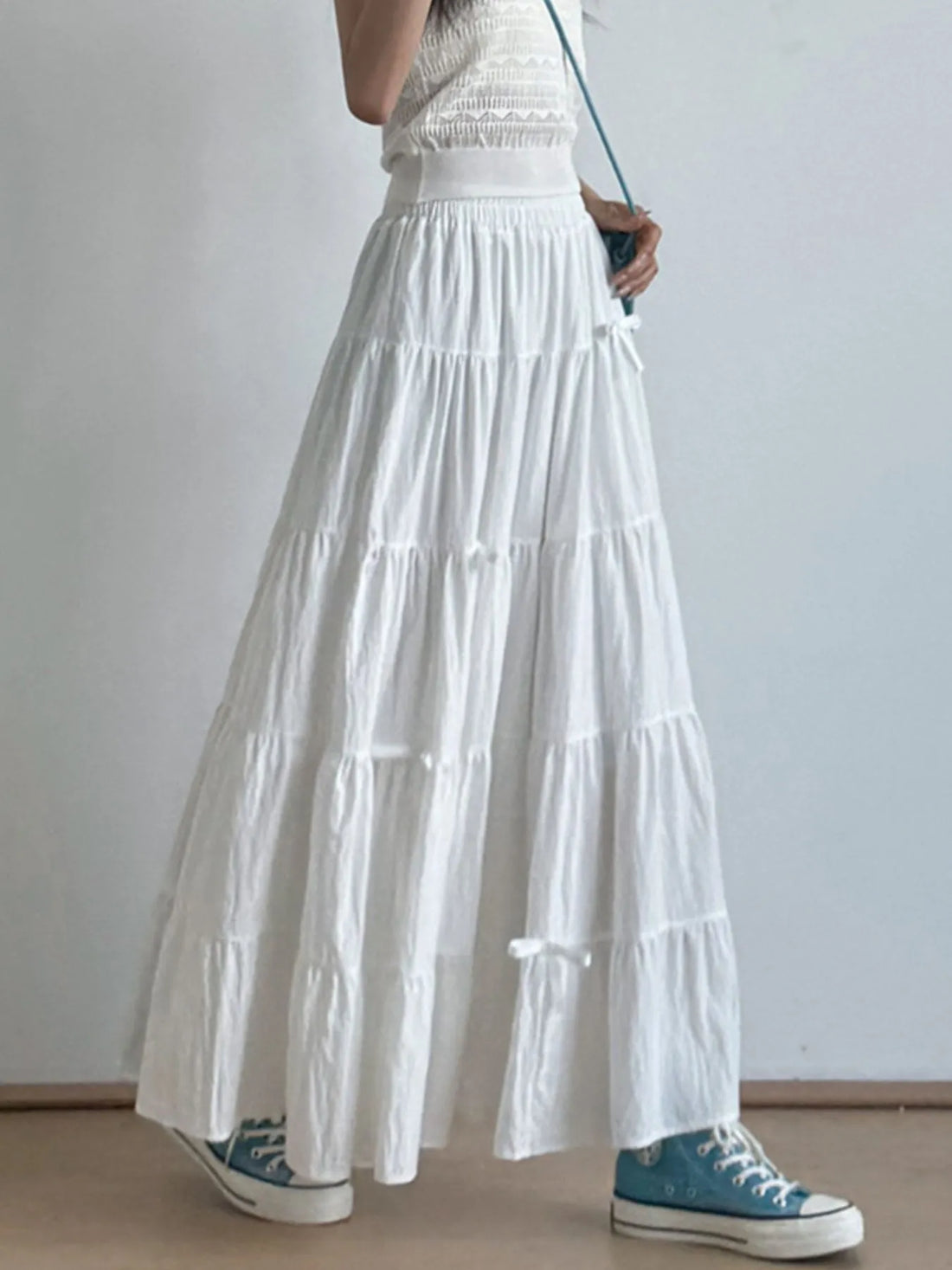 Tiered Elastic Waist Maxi Skirt - cas7m