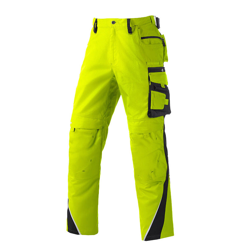 Men's Custom Fluorescent Green Work Pants with Pockets