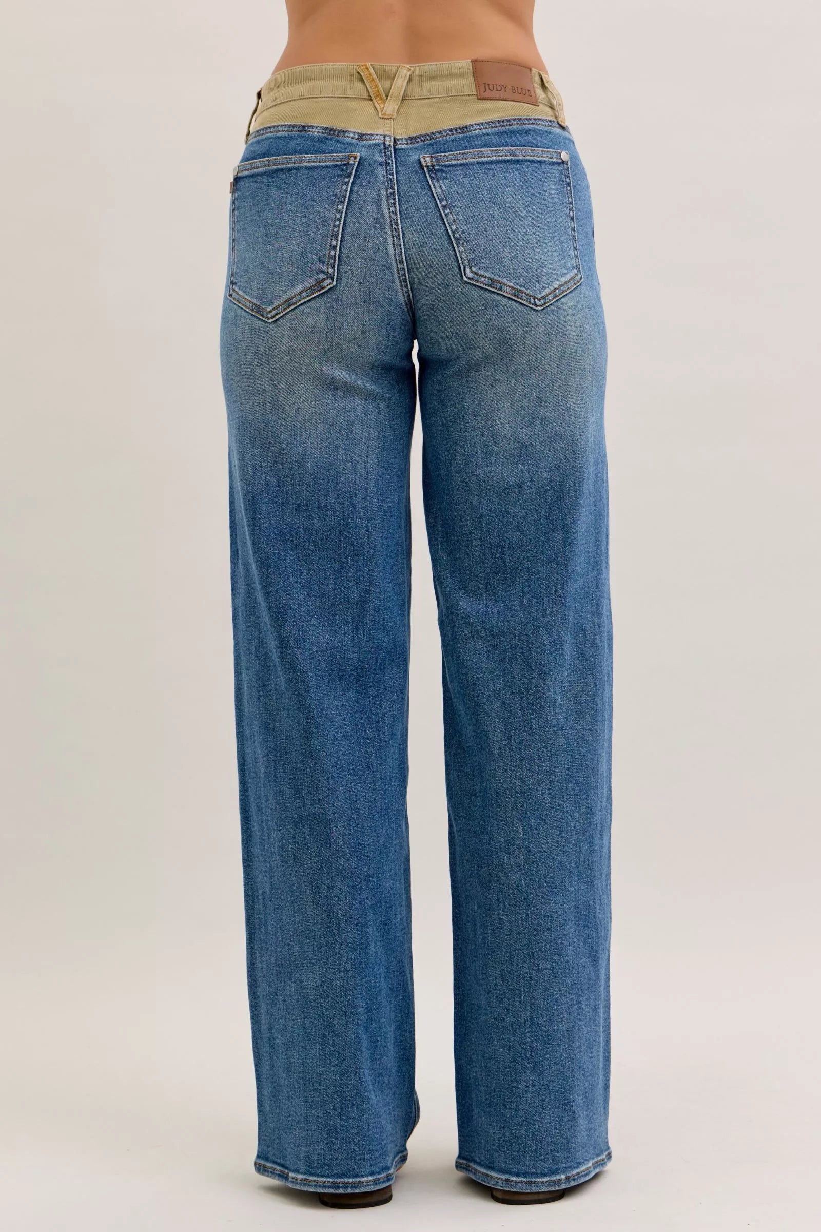 Judy Blue MR Column Straight Jeans with Corduroy Waist - cas7m