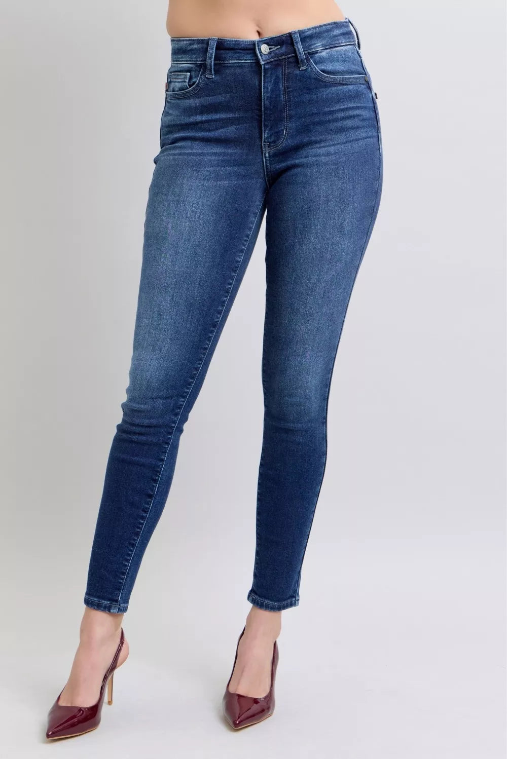 Judy Blue Full Size Washed Thermal Skinny Jeans Plus Size - cas7m