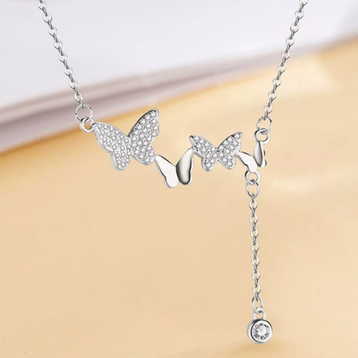 925 Sterling Silver Butterfly Necklace - cas7m