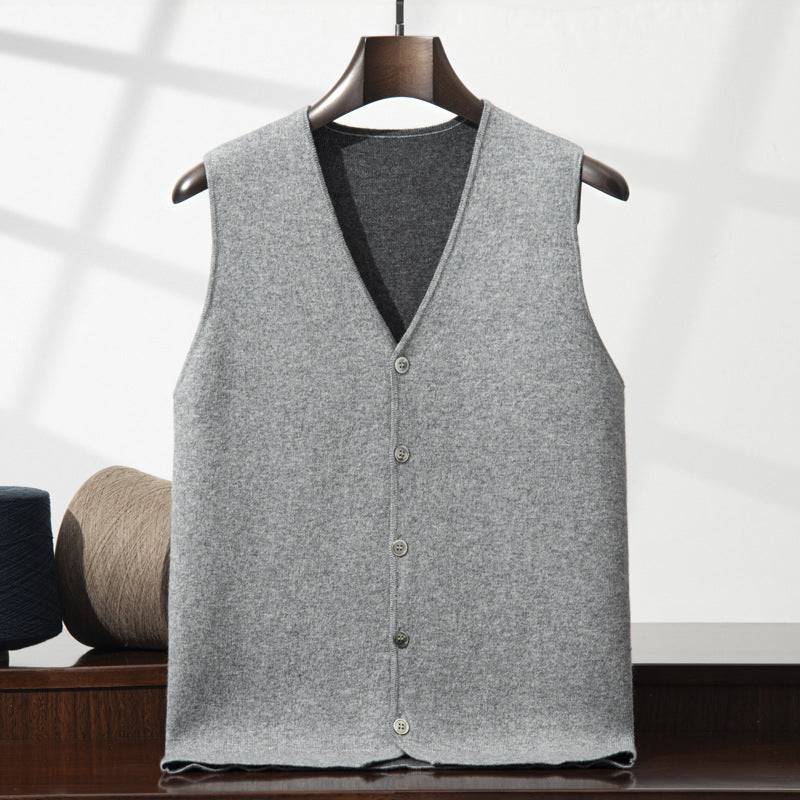 Men's V-neck Vest Premium Casual Knit Vest - cas7m
