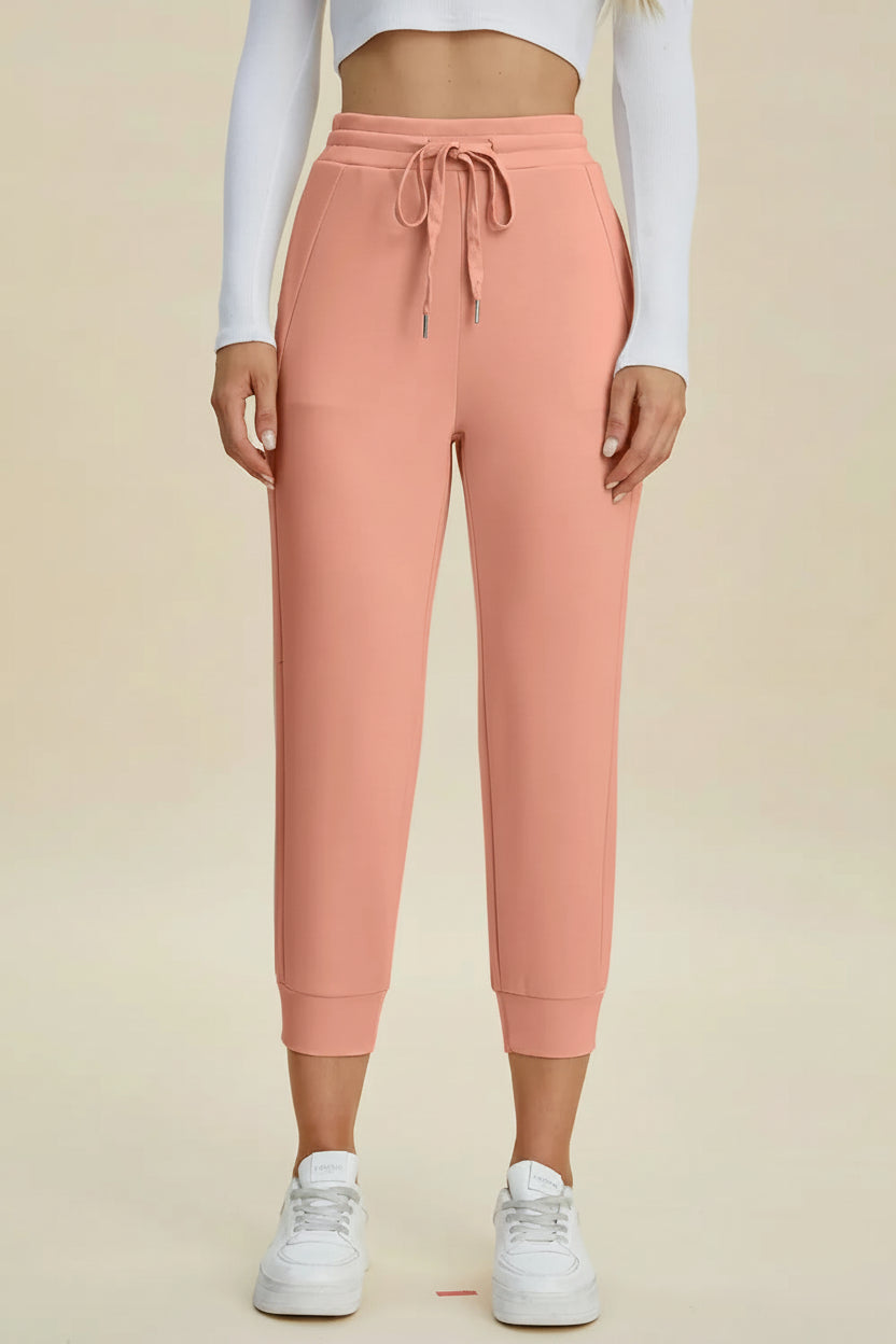 Basic Bae Full Size Air Scuba Drawstring High Waist Cropped Pants - cas7m