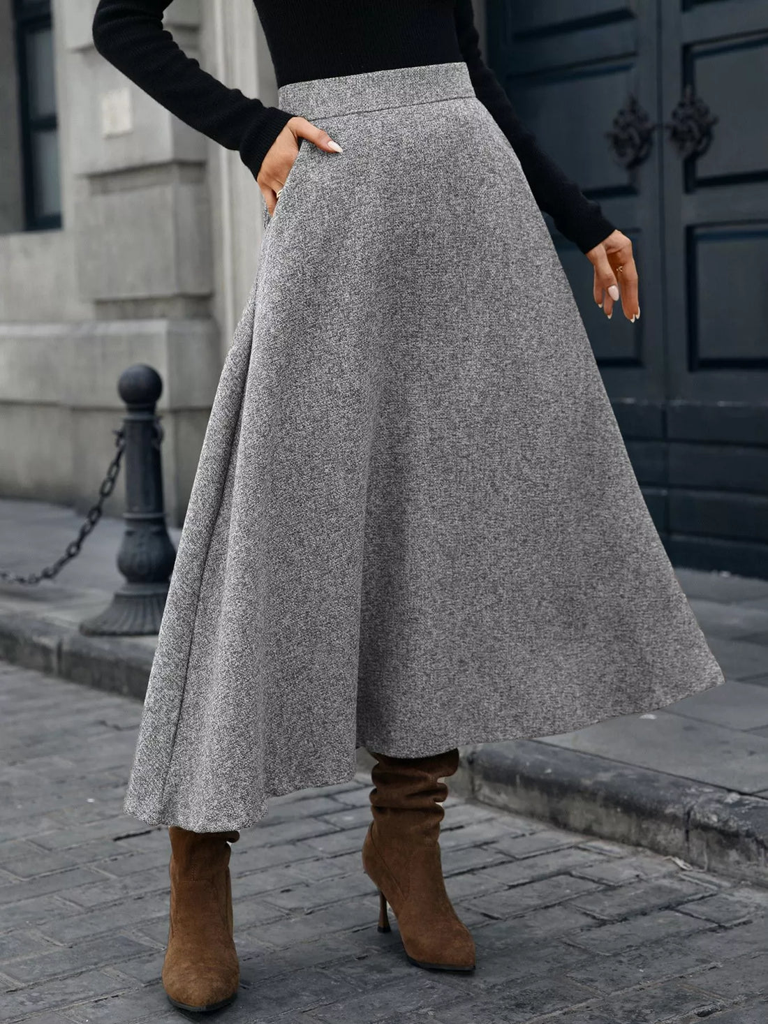 A-Line Midi Skirt - cas7m