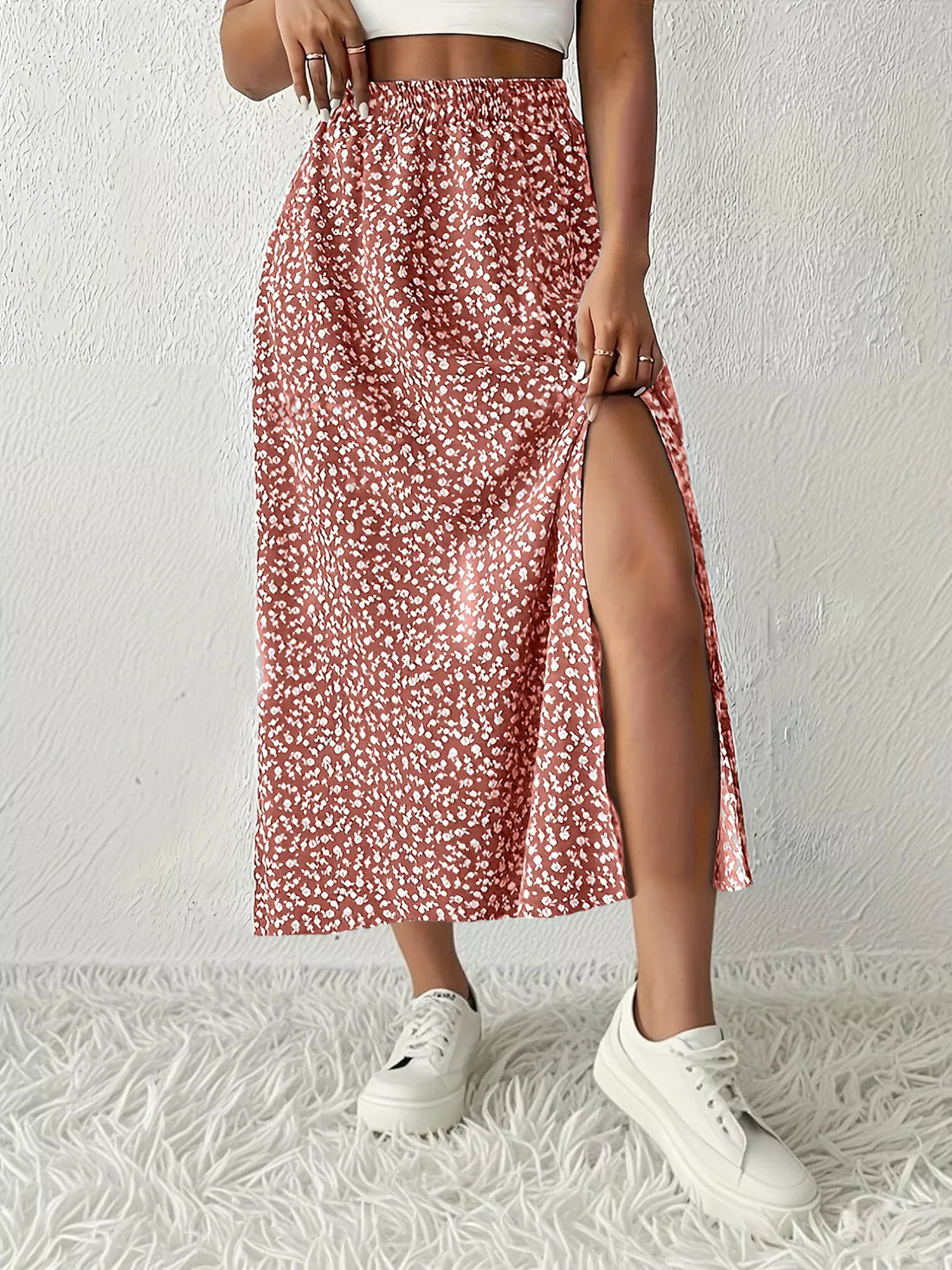 Slit Printed Skirt - cas7m
