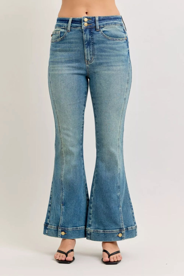 Judy Blue High Waist Vintage Wash Flare Jeans - cas7m