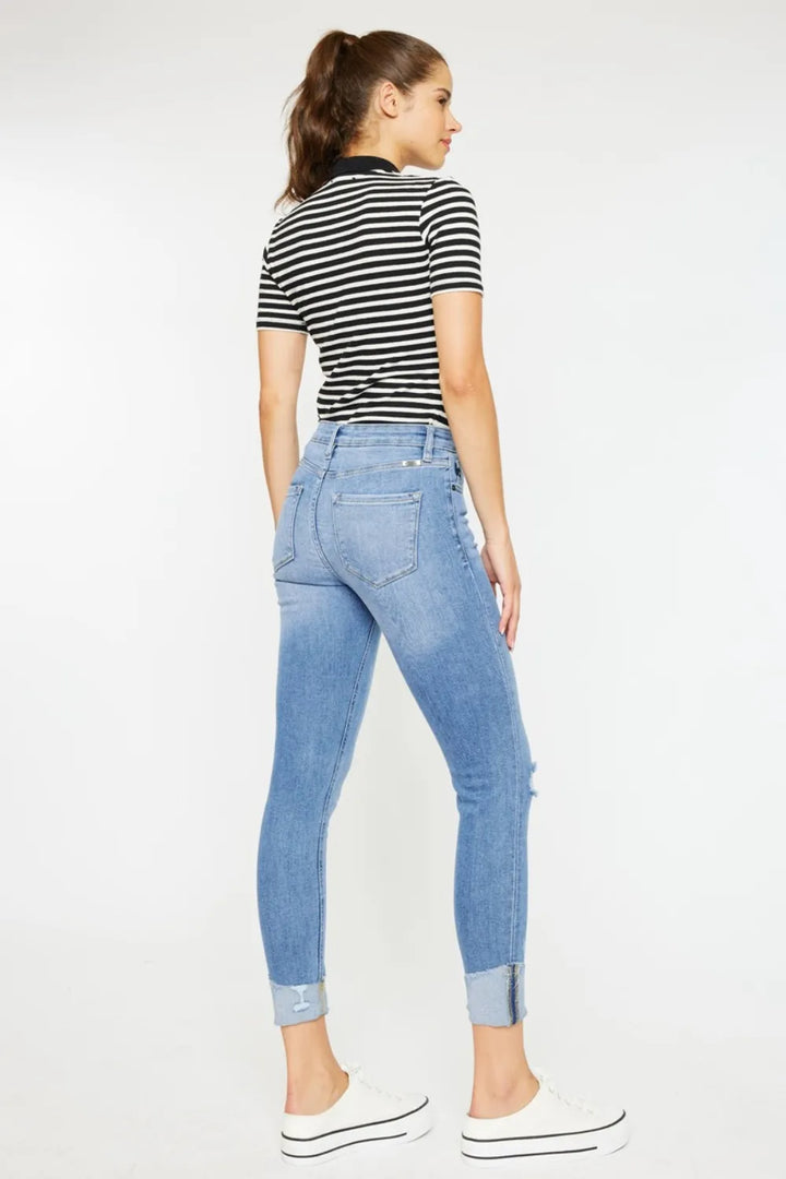 Kancan Distressed Cat's Whiskers Button Fly Jeans - cas7m