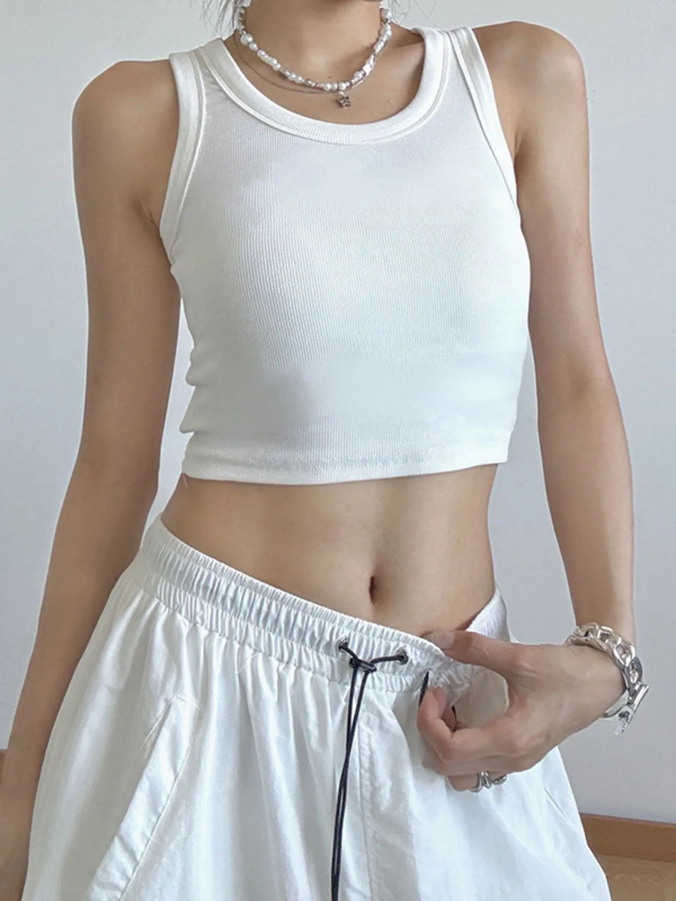 Ribbed Crop Tank Top - cas7m