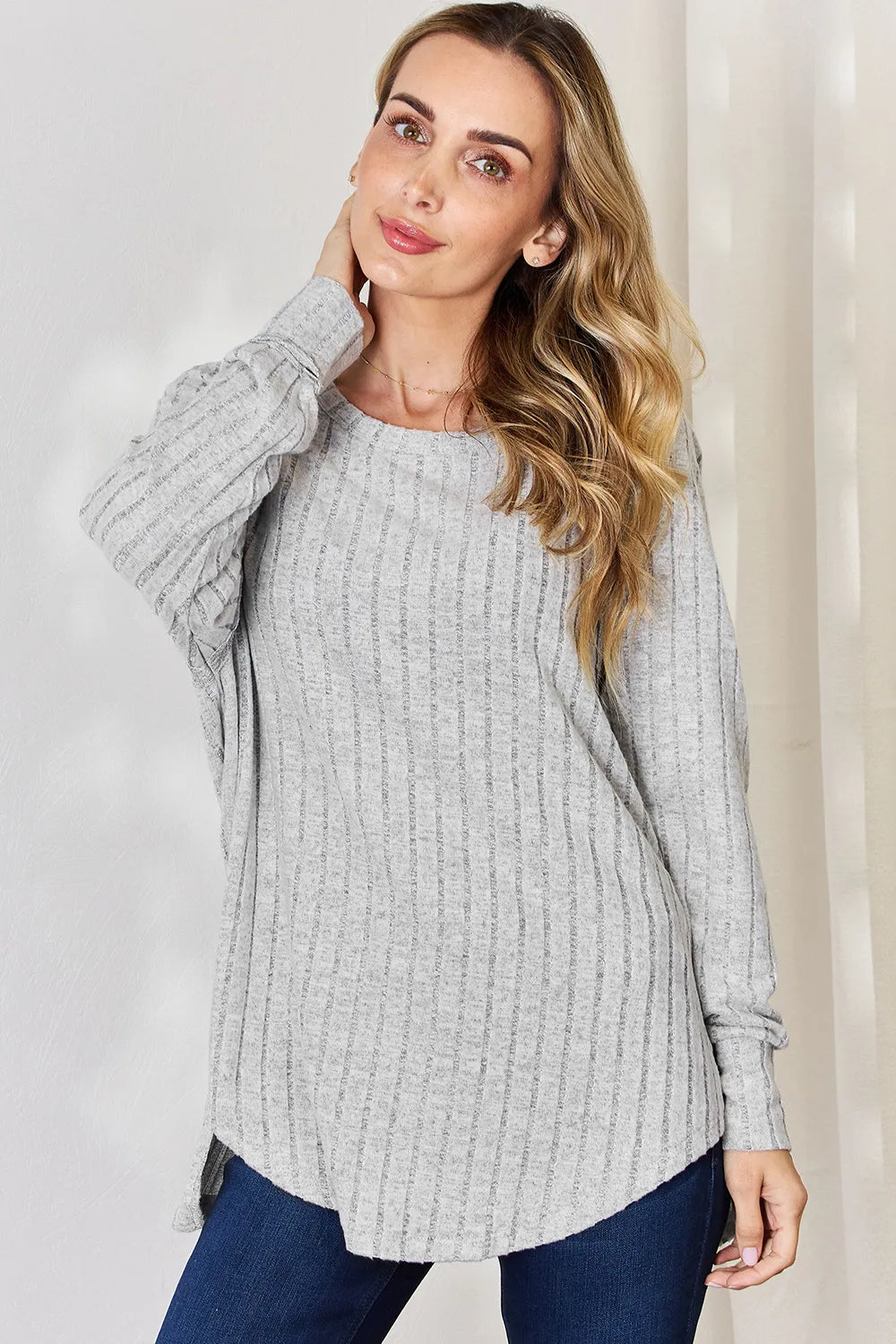 Ribbed Basic Stretch Top – Versatile & Comfy Poly Blend - cas7m