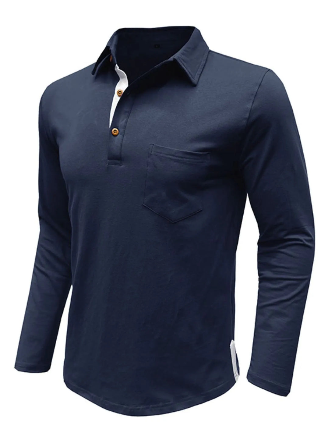 Men's Long Sleeve Polo Shirt with Chest Pocket - cas7m