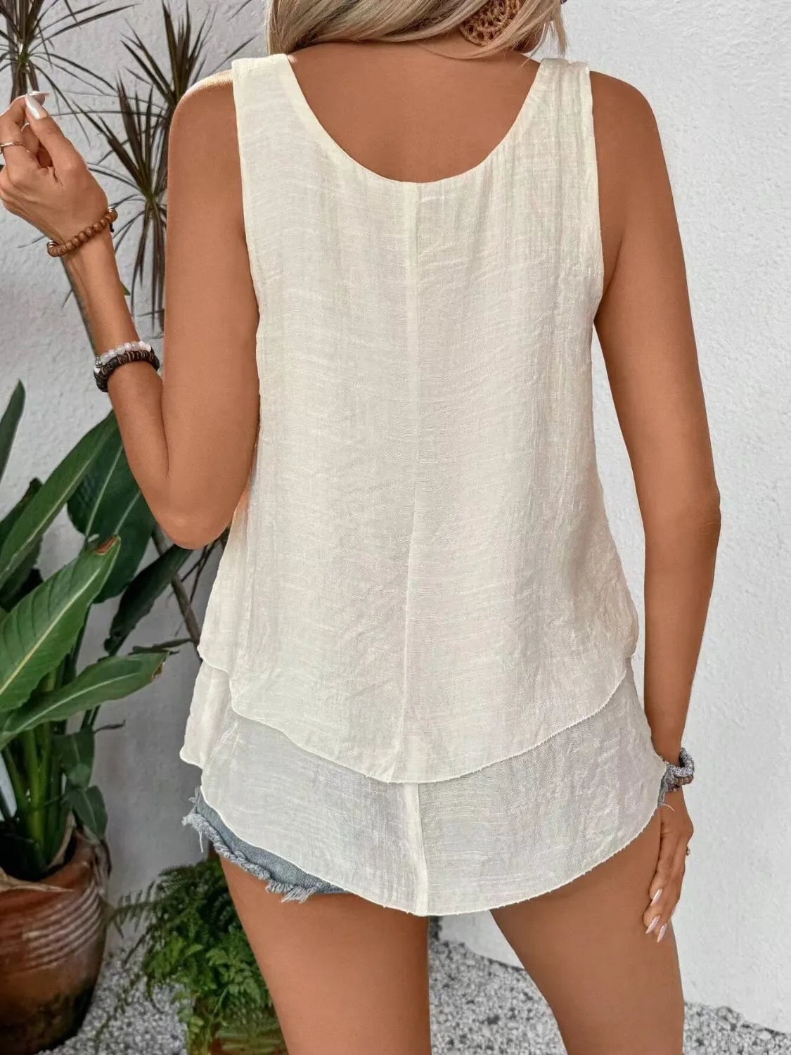 Wide Strap Layered Tank - cas7m