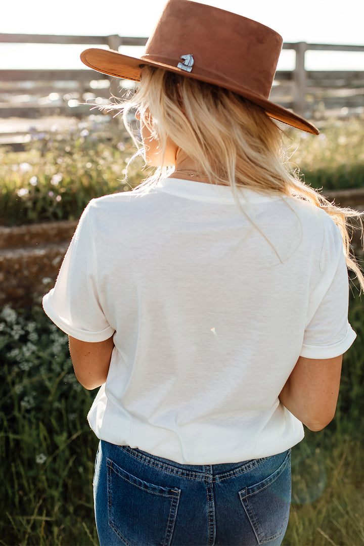 Western Graphic Short Sleeve Tee - Casual Style, Slight Stretch - cas7m
