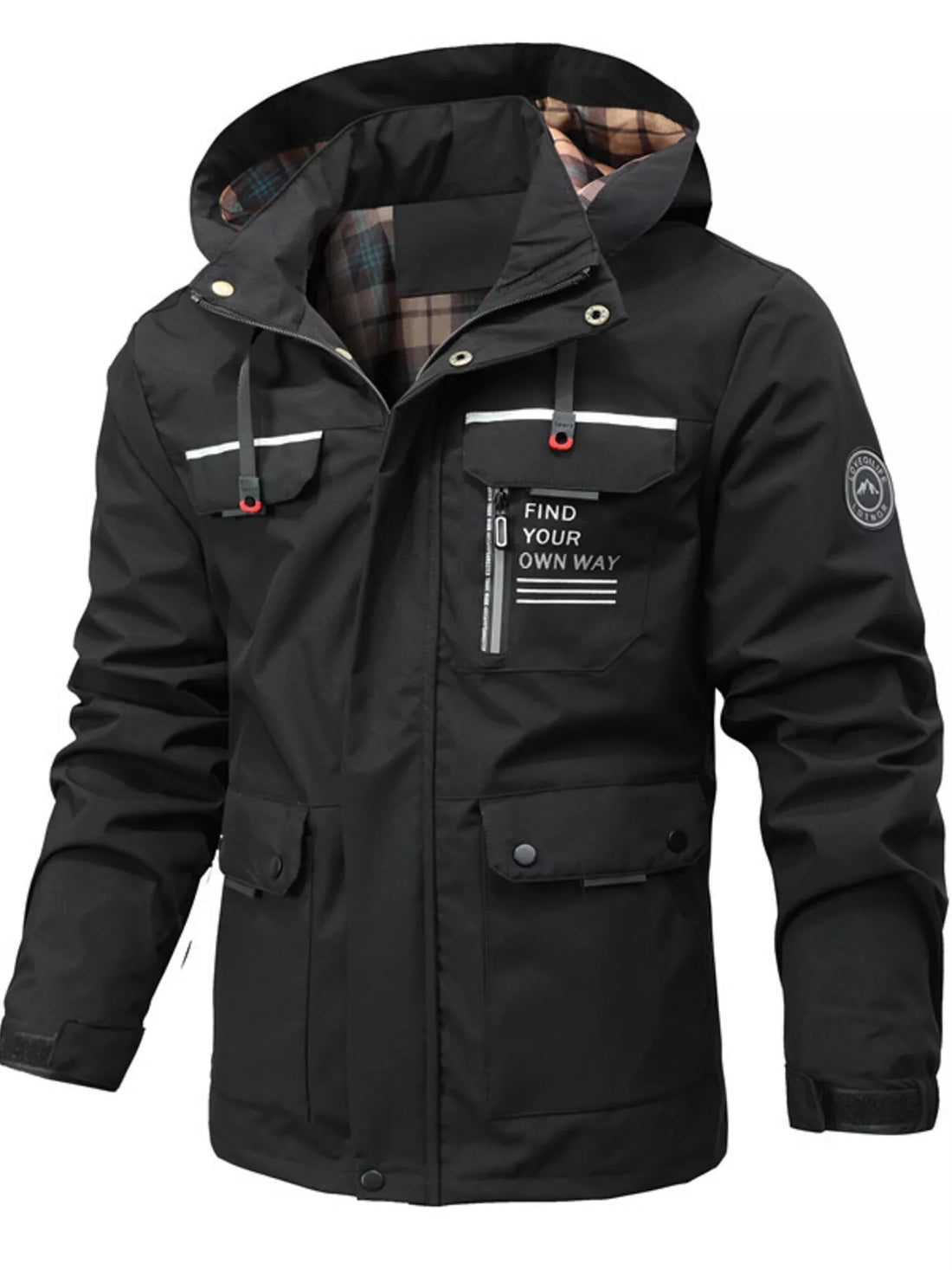 Men's Plus Size Hooded Outdoor Windproof Coat - cas7m