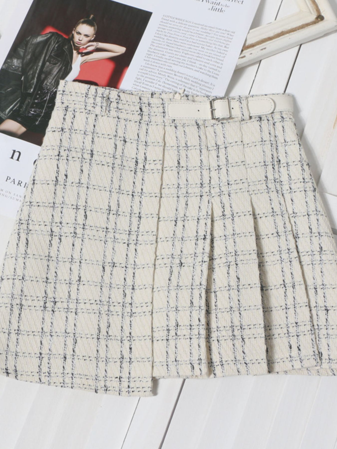 Pleated Plaid Mini Skirt - cas7m