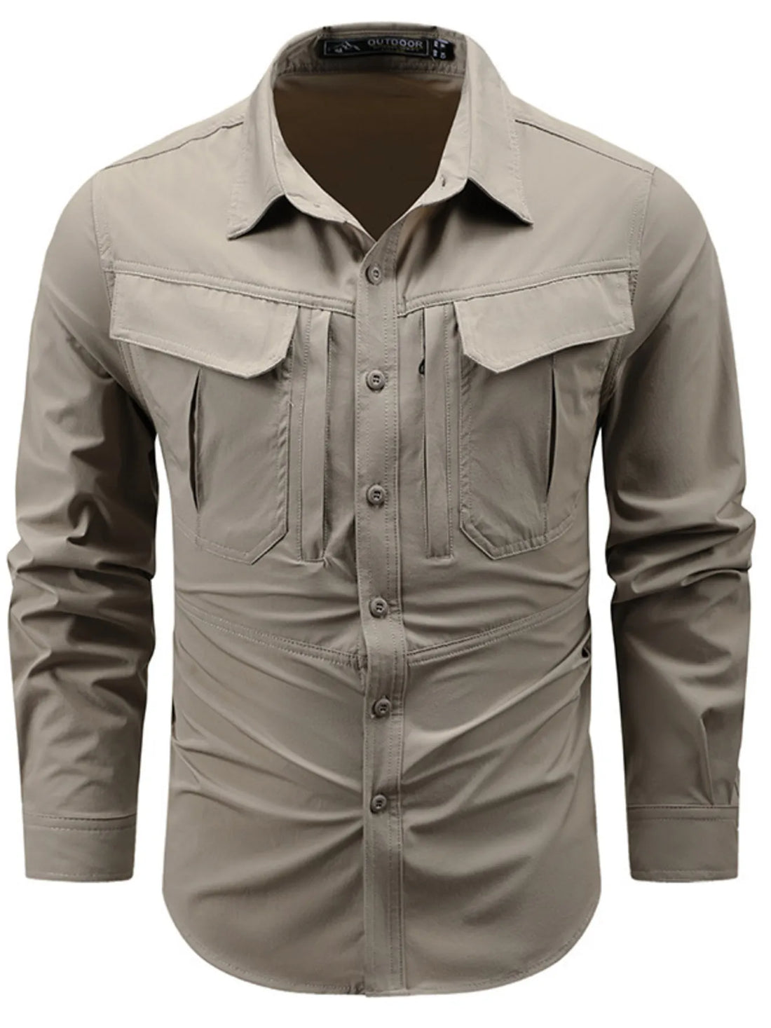 Men's Plus Size Button Up Long Sleeve Shirt - cas7m