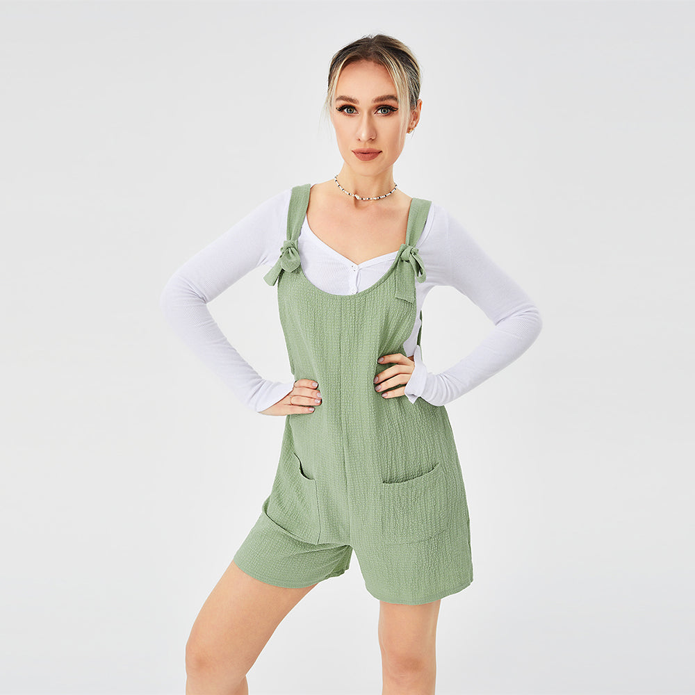 Casual Fashion Suspender Shorts Jumpsuit Strap Pants - cas7m