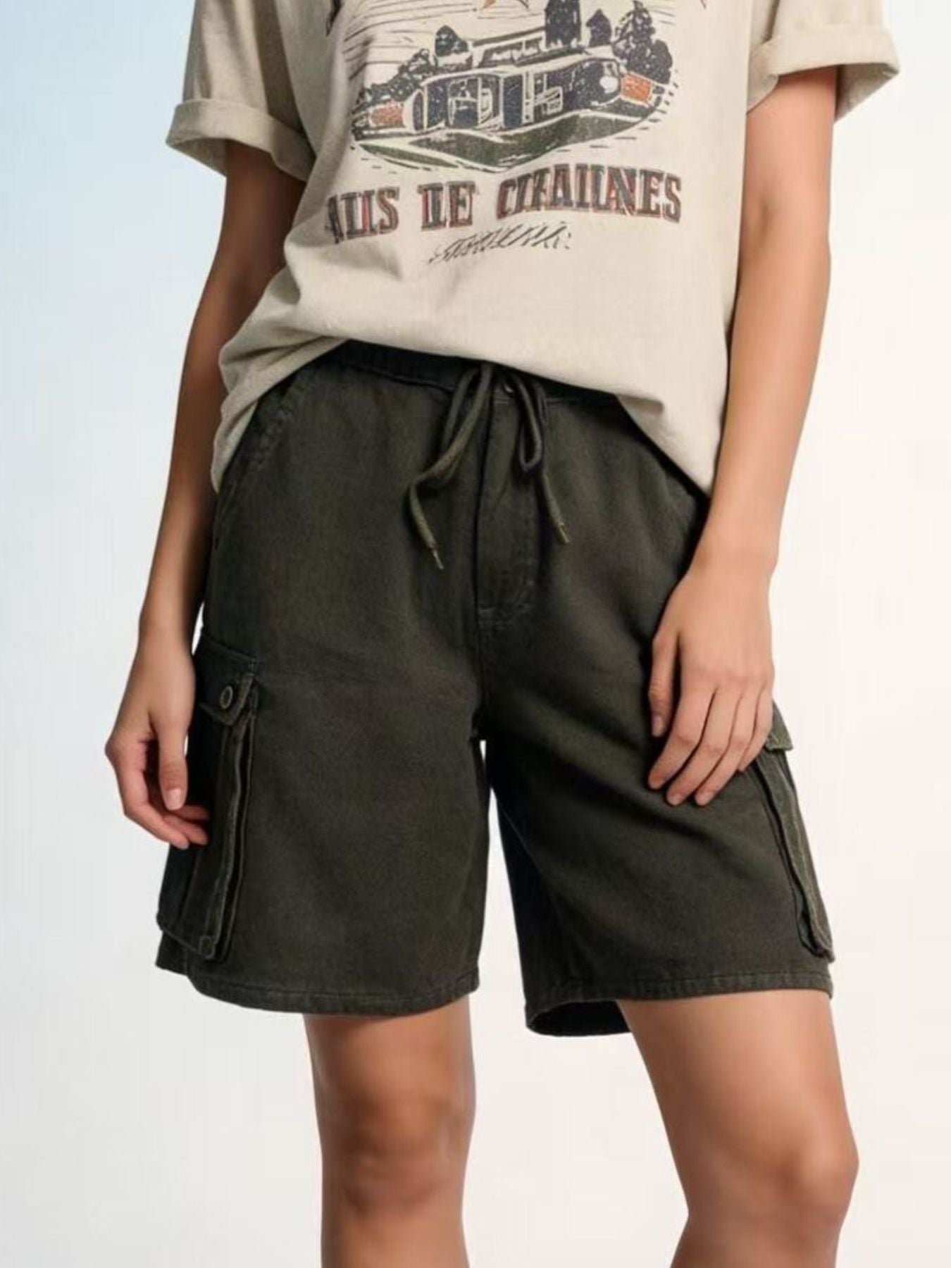 Cargo Shorts with Drawstring - cas7m