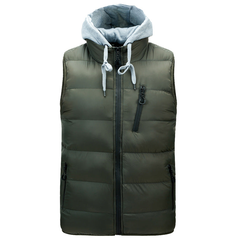 Amazon New Men's Hooded Vest Autumn Cotton Vest - cas7m