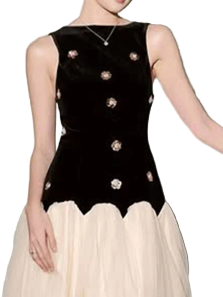 Sleeveless Tulle Maxi Dress - cas7m