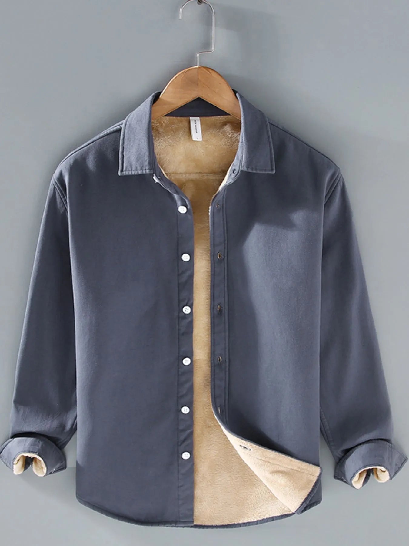 Men's Plus Size Button Up Long Sleeve Shirt - cas7m