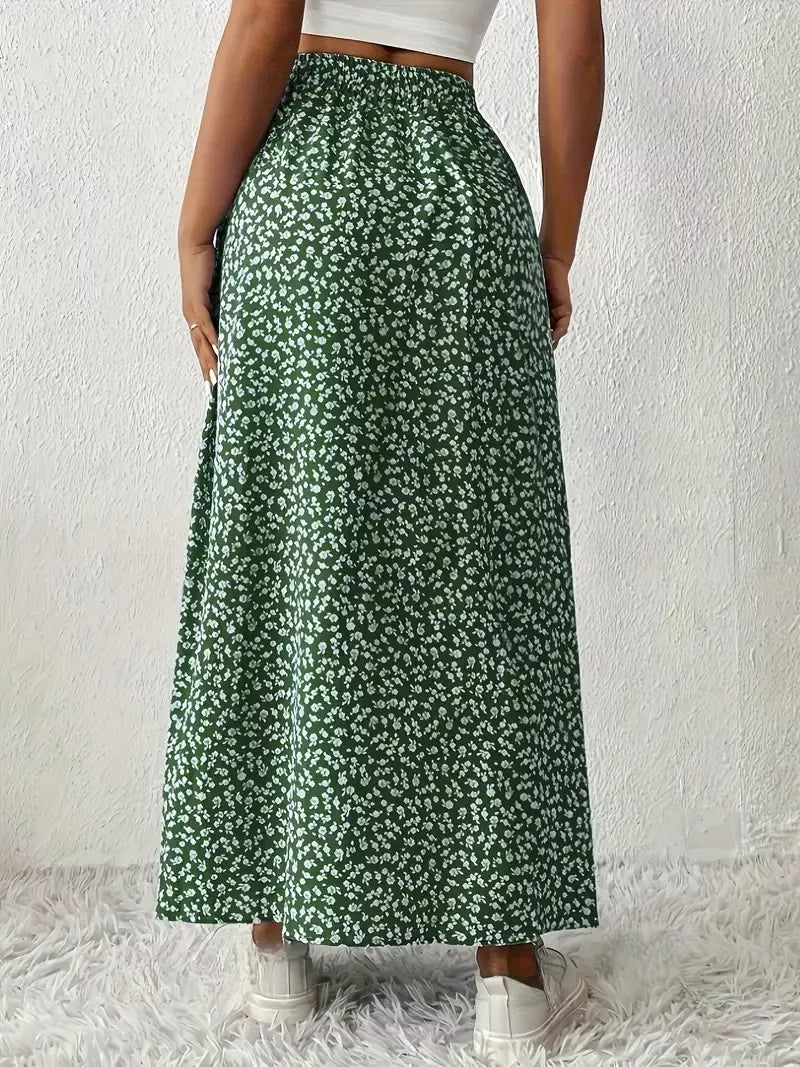 Slit Printed Skirt - cas7m